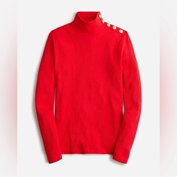 J. Crew Tops - J Crew Vintage Ribbed Turleneck Gold Buttons